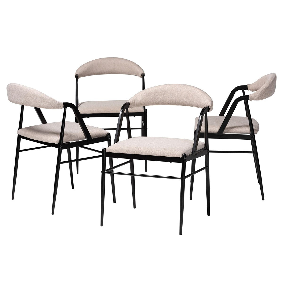 Orrin Modern Industrial Fabric and Metal 4-Piece Dining Chair Set