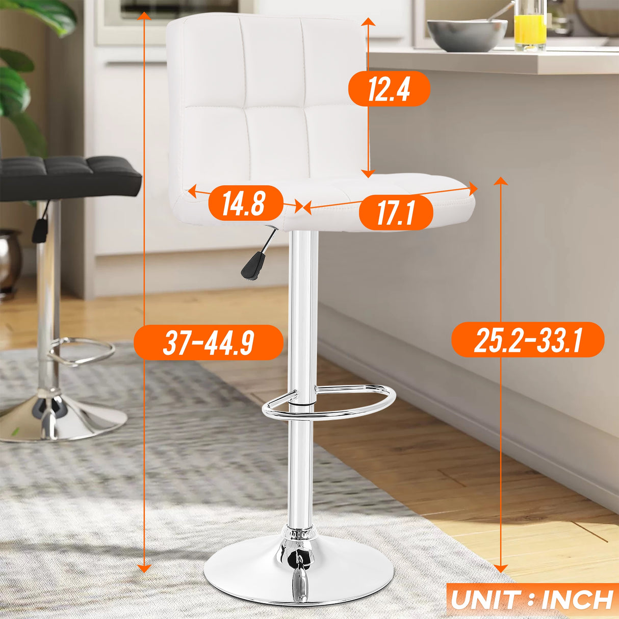 Furniture of America Orson Modern PU Leather Adjustable Height Swivel Bar Stools (Set of 2)