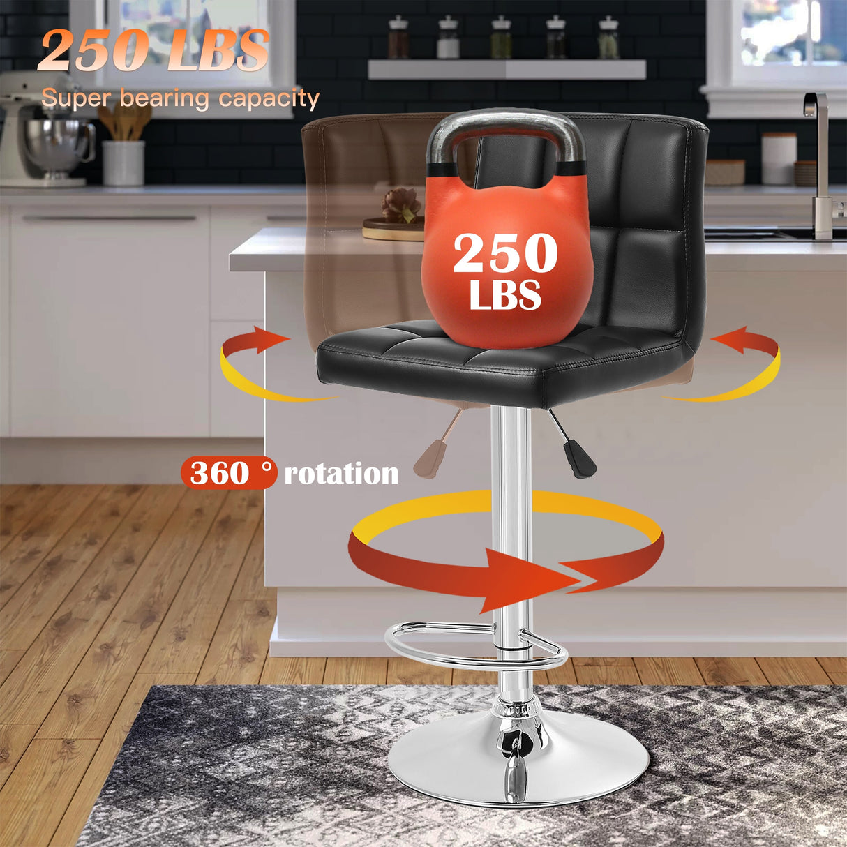 Furniture of America Orson Modern PU Leather Adjustable Height Swivel Bar Stools (Set of 2)