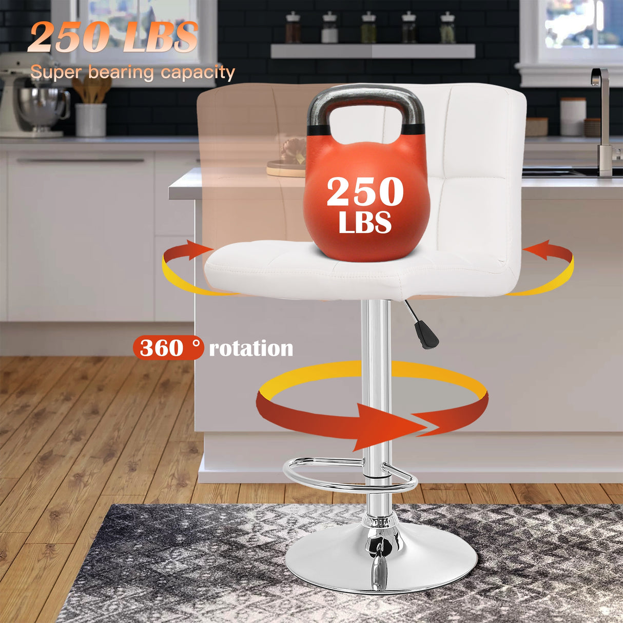 Furniture of America Orson Modern PU Leather Adjustable Height Swivel Bar Stools (Set of 2)