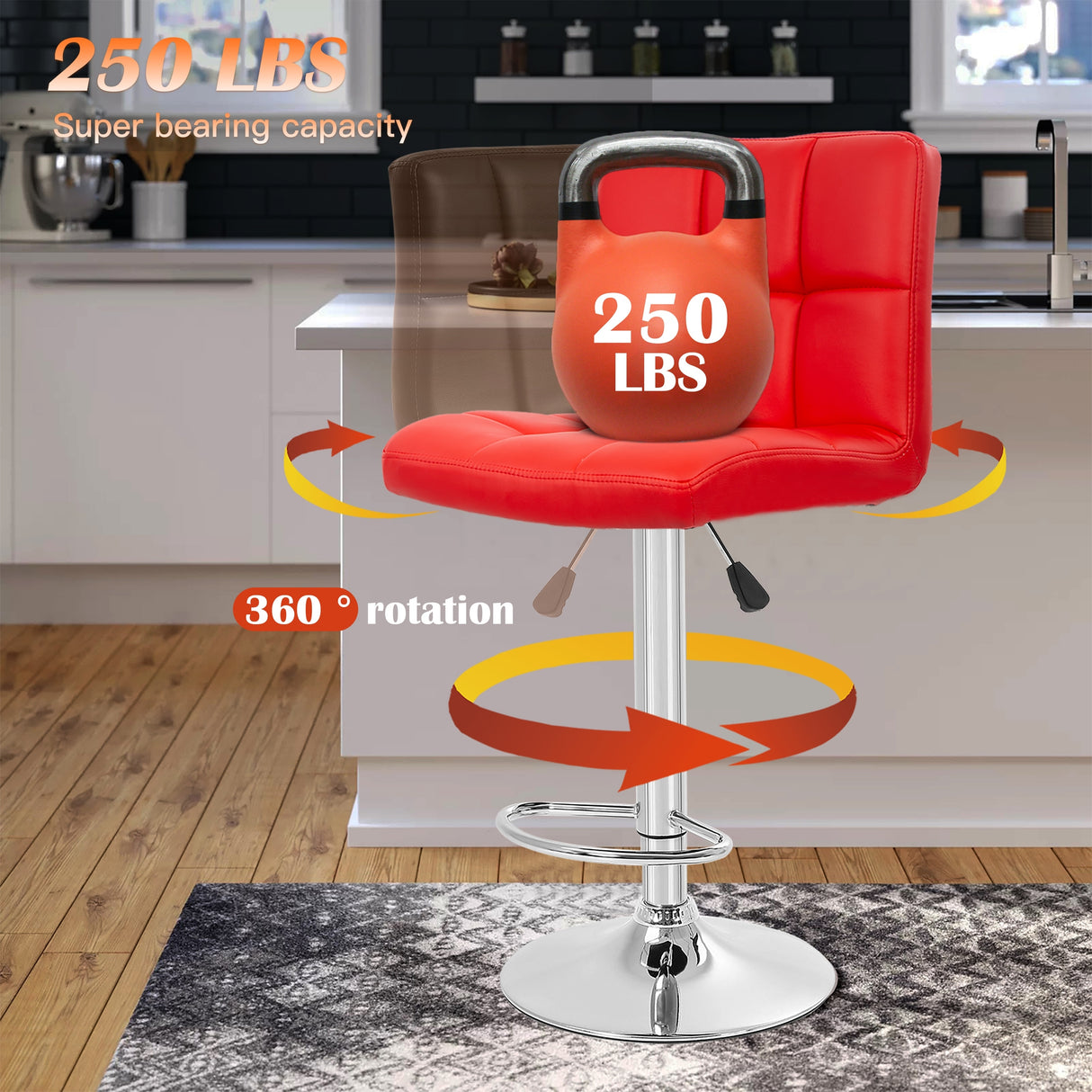 Furniture of America Orson Modern PU Leather Adjustable Height Swivel Bar Stools (Set of 2)