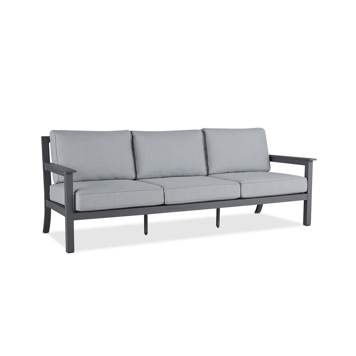 Ortun Outdoor Three Seat Sofa in Gray w/Gray Cushions by Real Flame
