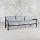 Ortun Outdoor Three Seat Sofa in Gray w/Gray Cushions by Real Flame