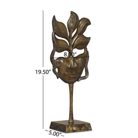 Orwell Indoor Aluminum Handcrafted Decorative Face Accessory with Stand by Christopher Knight Home