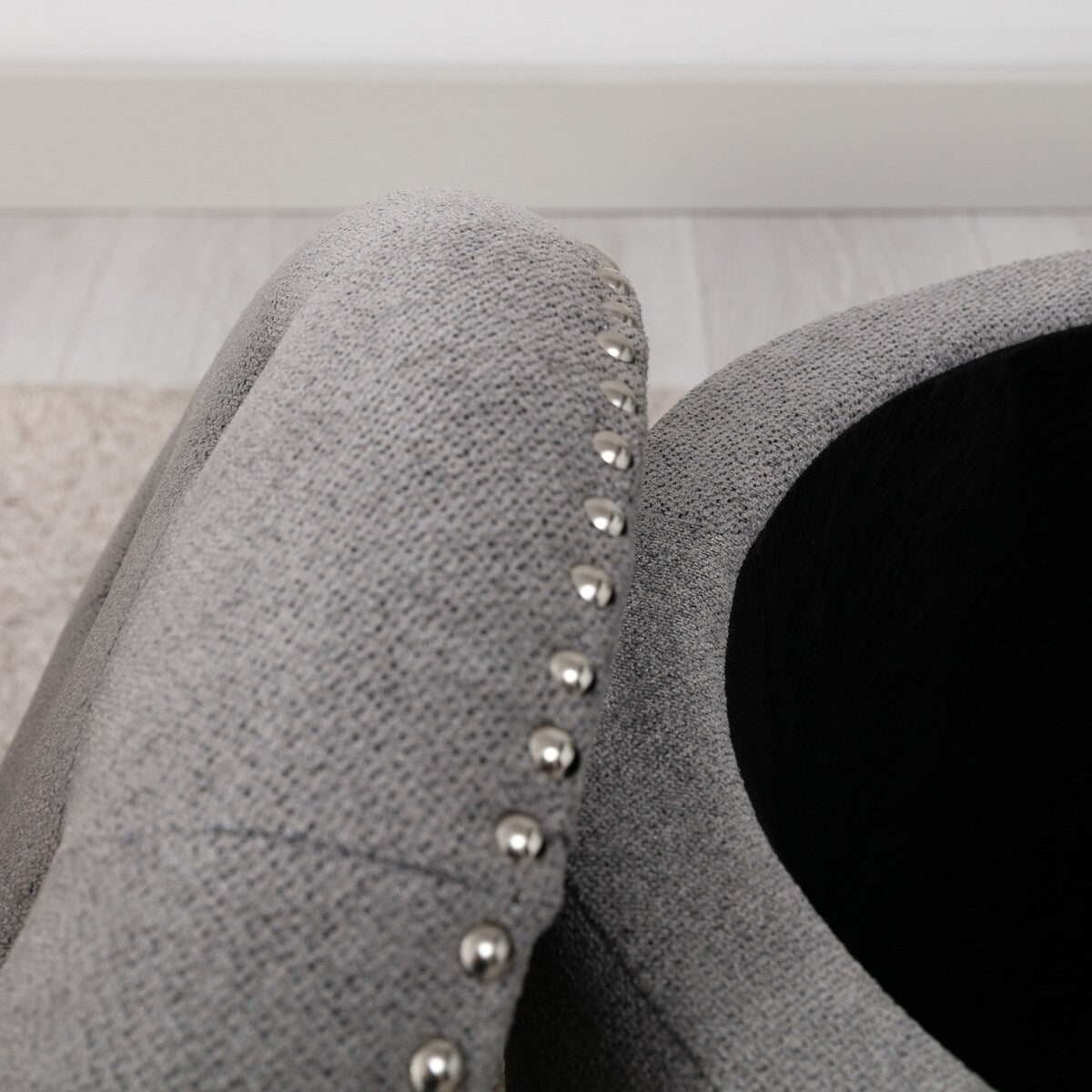 Oscar Upholstered Storage Ottomans, Grey and Silver (Set of 2)