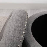 Oscar Upholstered Storage Ottomans, Grey and Silver (Set of 2)