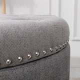 Oscar Upholstered Storage Ottomans, Grey and Silver (Set of 2)