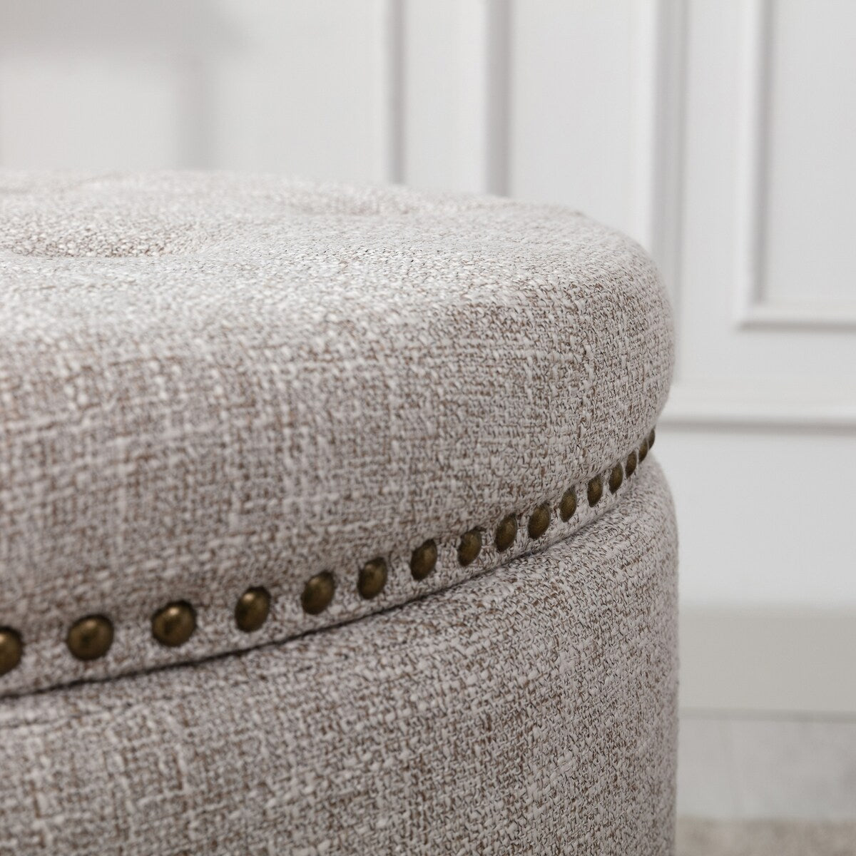 Oscar Upholstered Storage Ottomans, Textured Wheat (Set of 2)