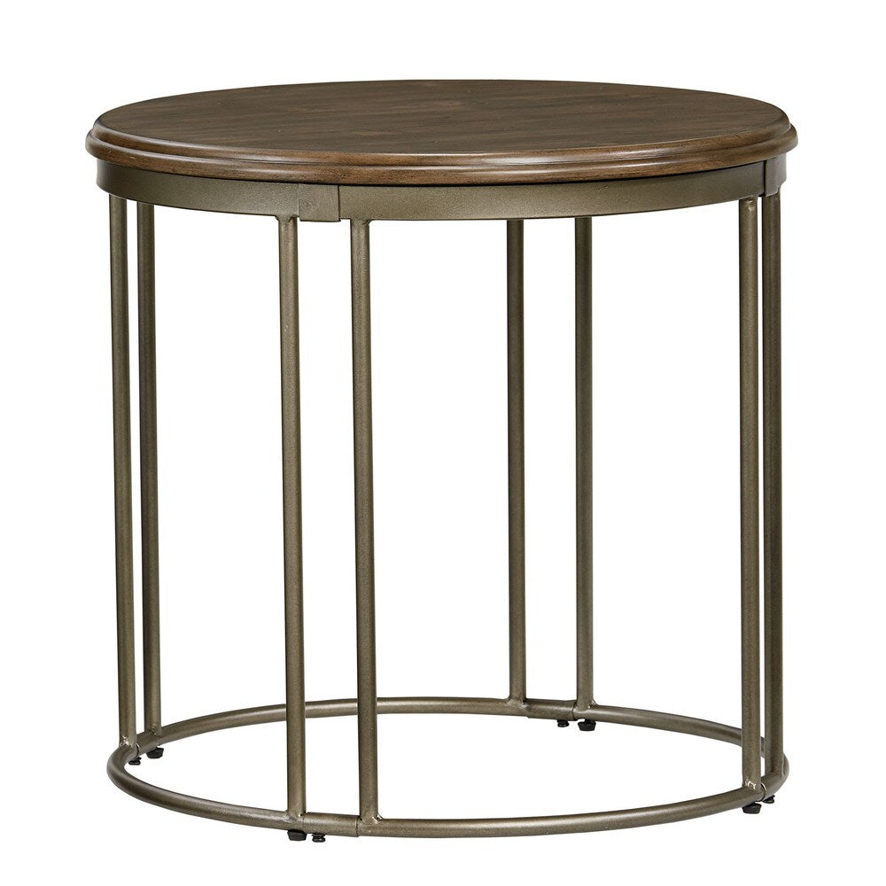 Oslo Wood and Metal Round Occasional Tables (Set of 3)