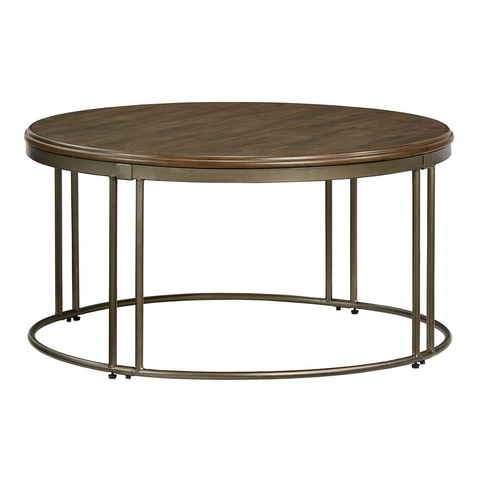 Oslo Wood and Metal Round Occasional Tables (Set of 3)