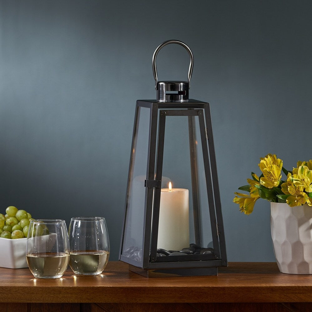 Osprey Modern 15" Stainless Steel Lantern by Christopher Knight Home