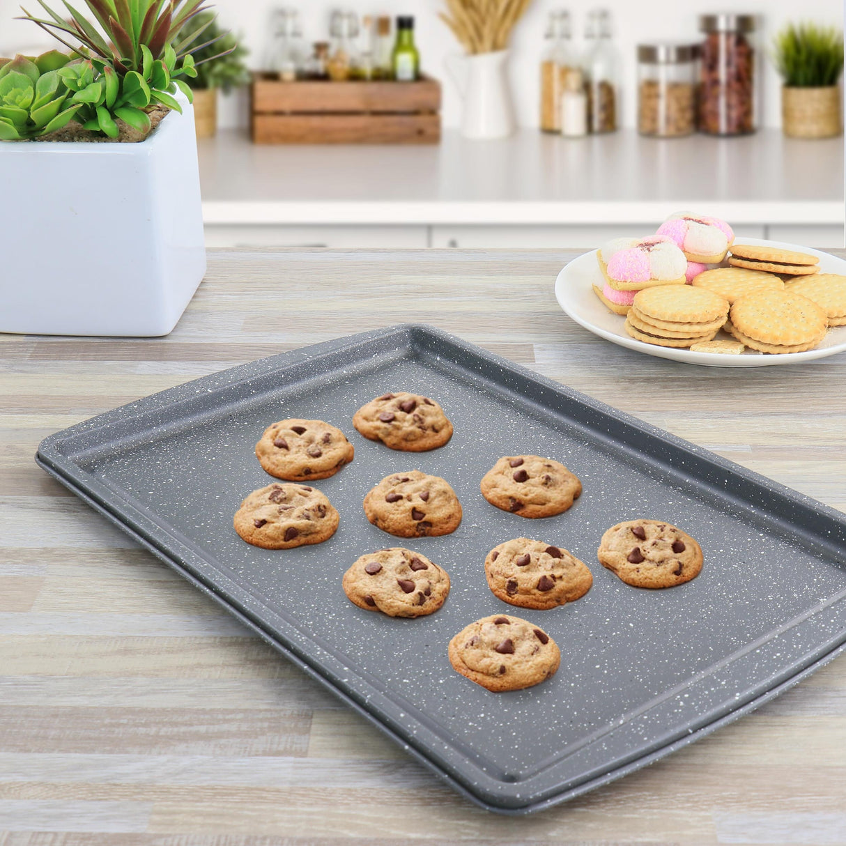 Oster 3 Piece Carbon Steel Cookie Sheet in Greystone - Silver