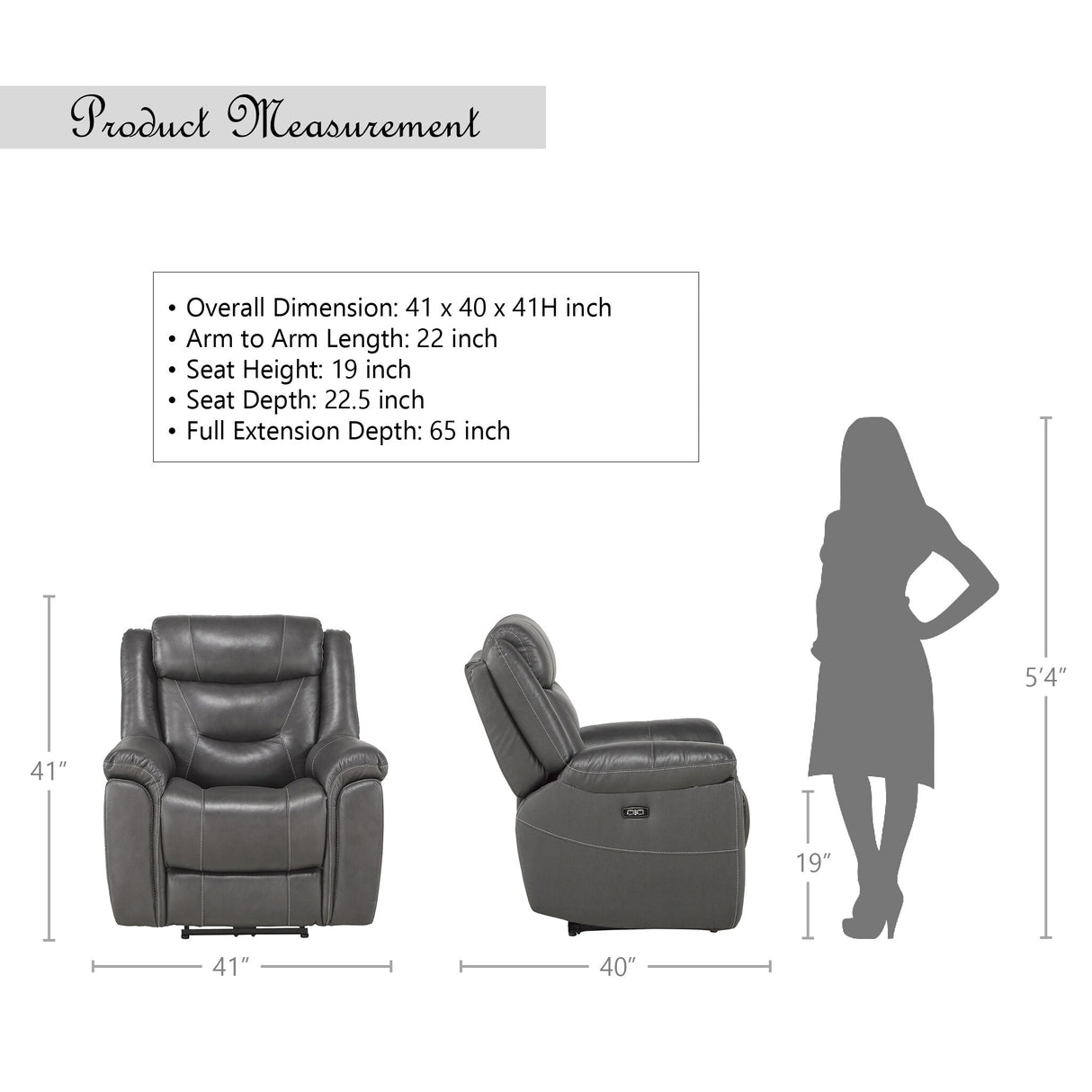 Oswald Leather Power Reclining Chair
