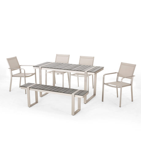 Otero Outdoor Aluminum Outdoor 6 Piece Dining Set by Christopher Knight Home