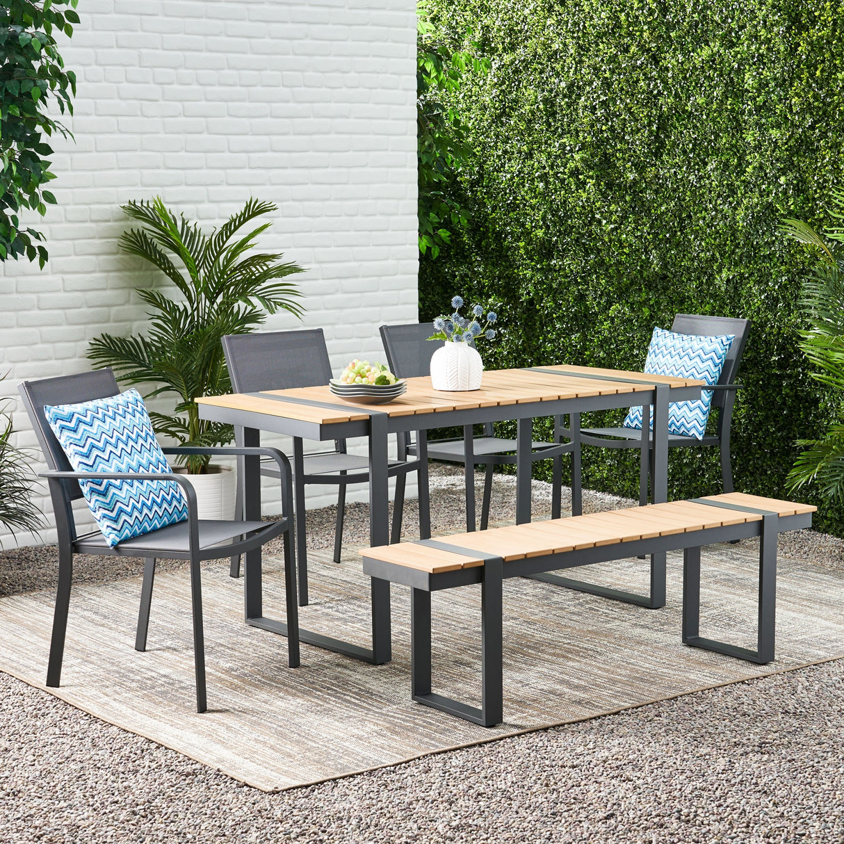 Otero Outdoor Aluminum Outdoor 6 Piece Dining Set by Christopher Knight Home