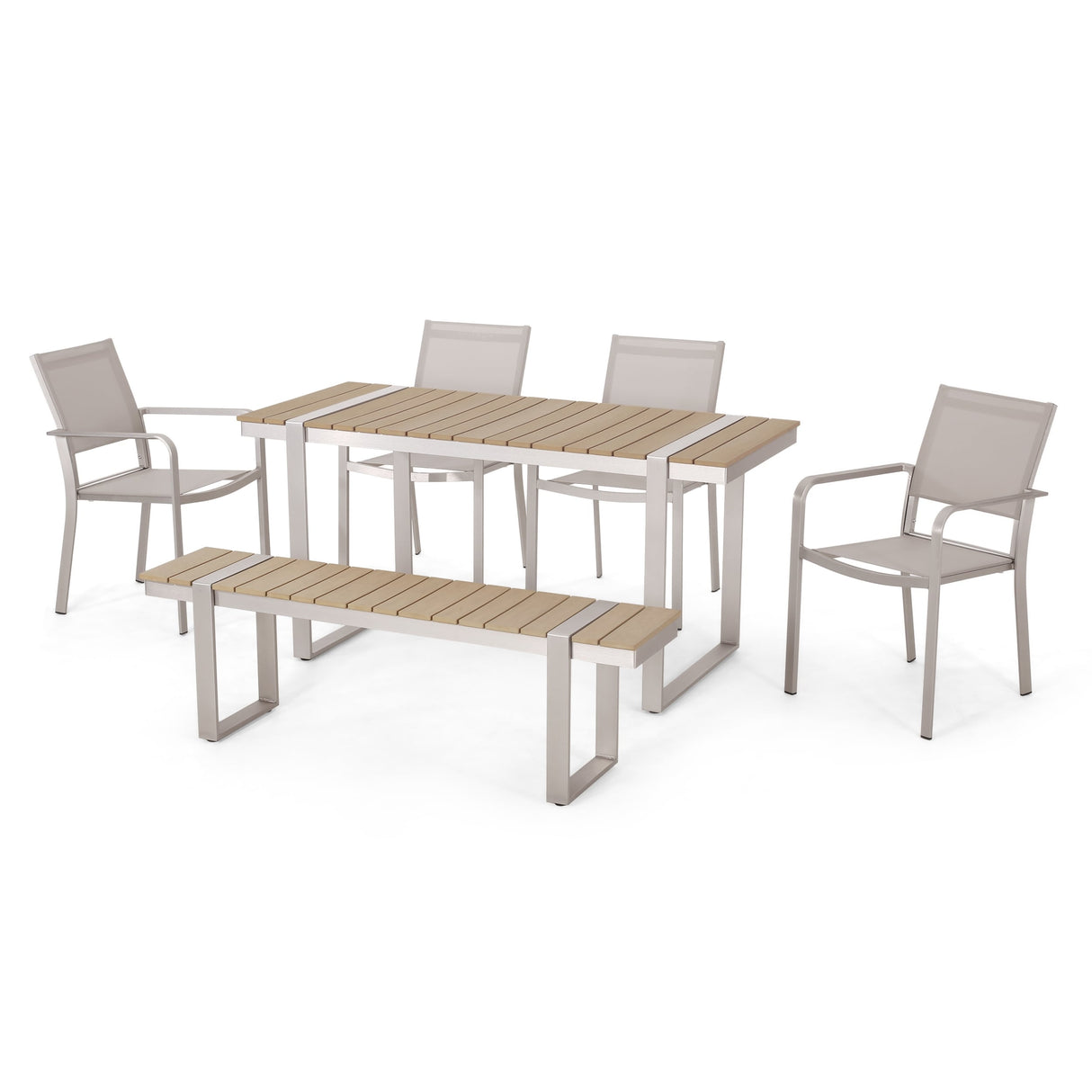 Otero Outdoor Aluminum Outdoor 6 Piece Dining Set by Christopher Knight Home