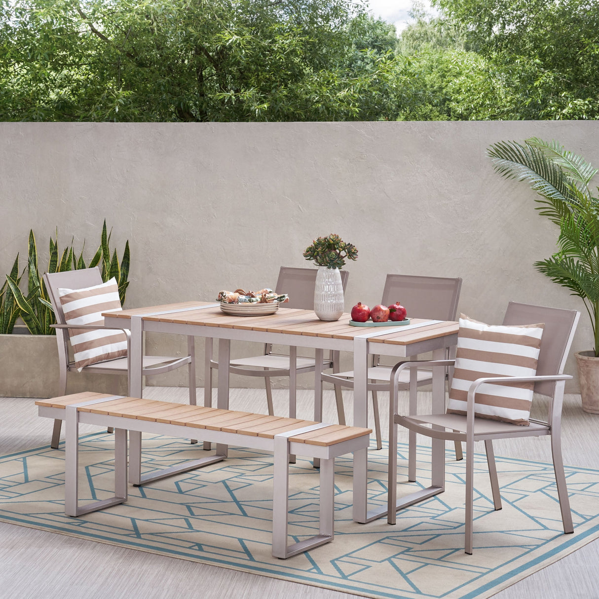 Otero Outdoor Aluminum Outdoor 6 Piece Dining Set by Christopher Knight Home