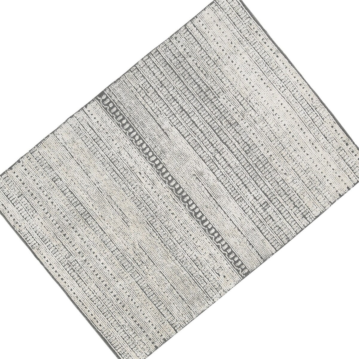 Otis 8 x 10 Modern Area Rug, Smoky Lined, Hand Tufted Wool, Large, Gray - 6' x 7' - 6' x 7'