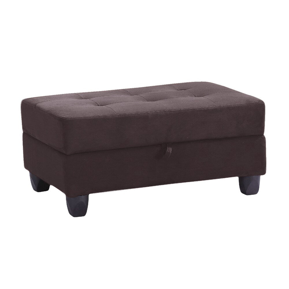 Dark Brown Microfiber Tufted Ottoman