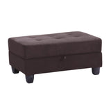 Dark Brown Microfiber Tufted Ottoman