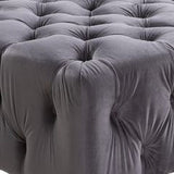 Ottoman with Deep Button Tufting and Angled Metal Feet, Gray
