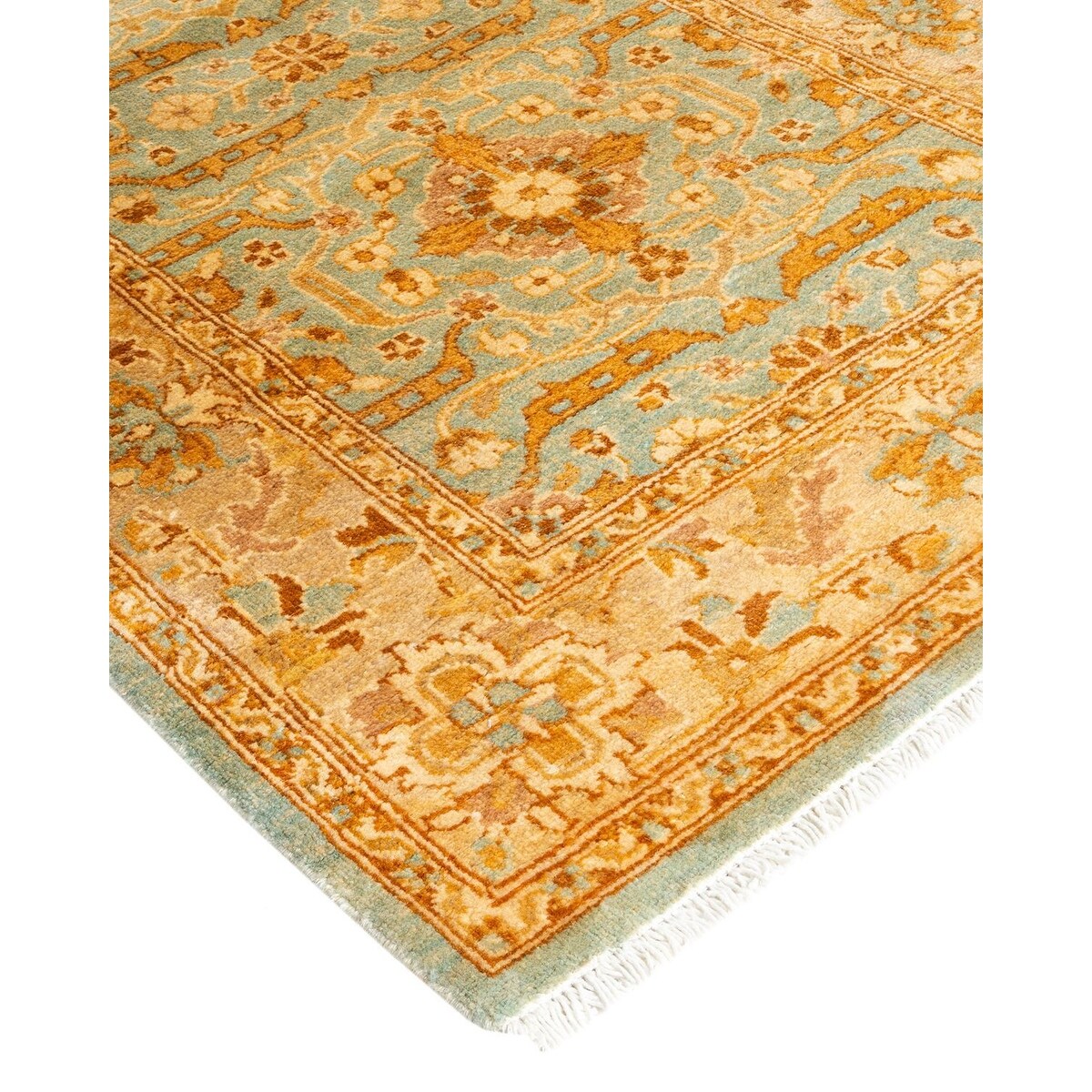Overton Hand Knotted Wool Vintage Inspired Traditional Ottoman Blue Runner Rug - 2' 5" x 12' 5"