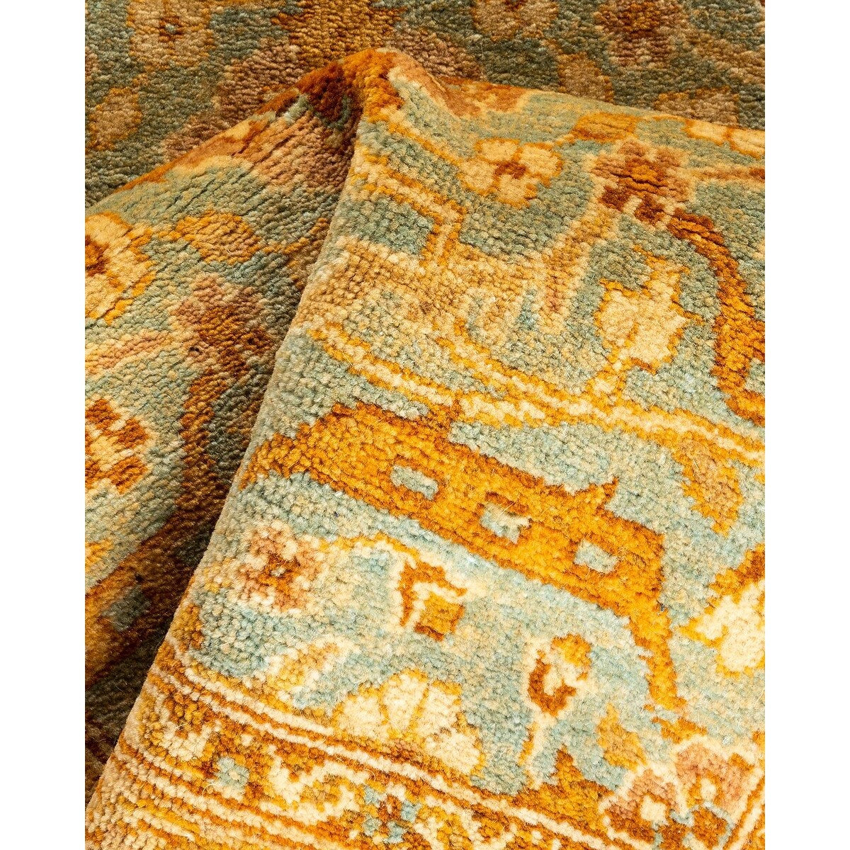 Overton Hand Knotted Wool Vintage Inspired Traditional Ottoman Blue Runner Rug - 2' 5" x 12' 5"