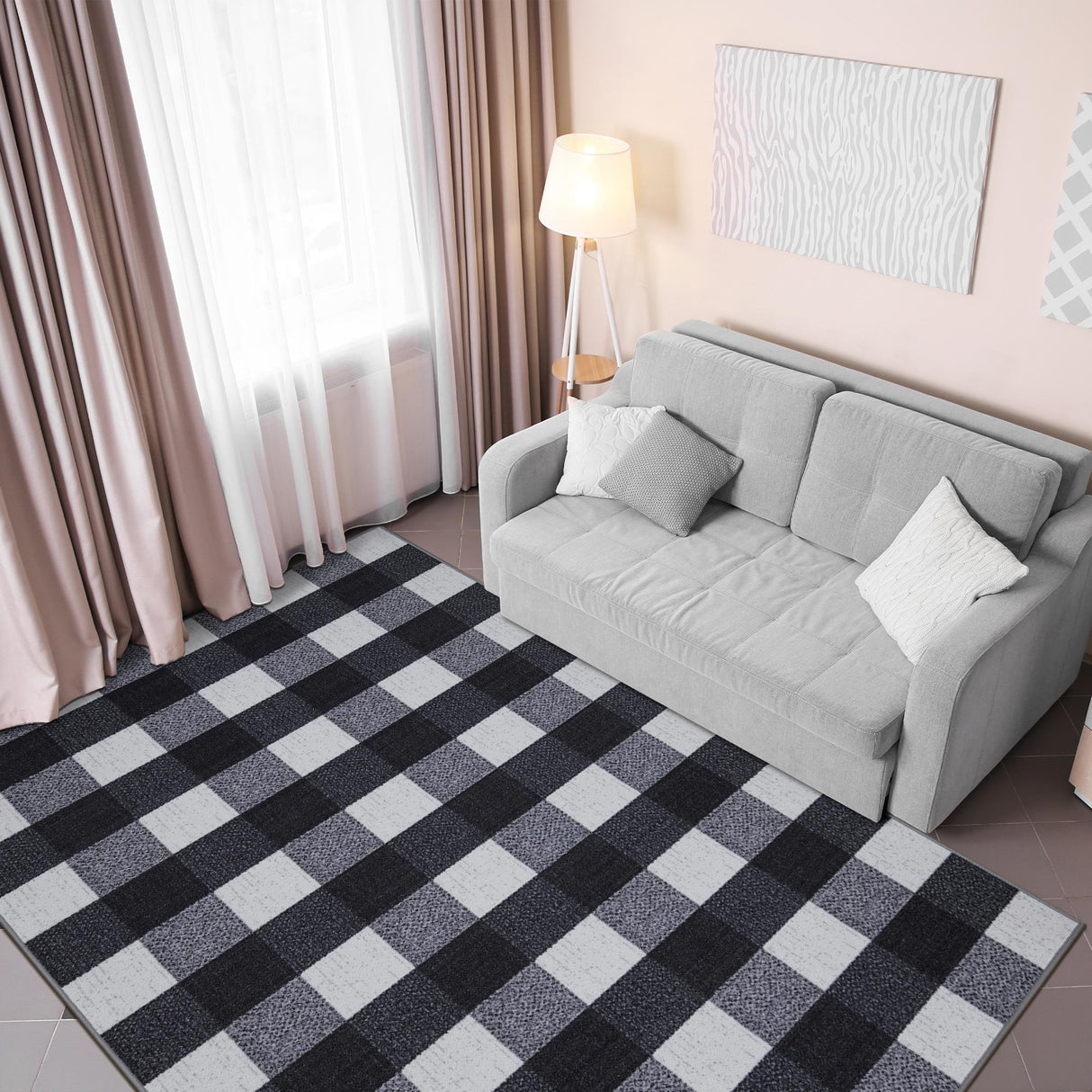 Ottomanson Classics Collection Checkered Design Rugs