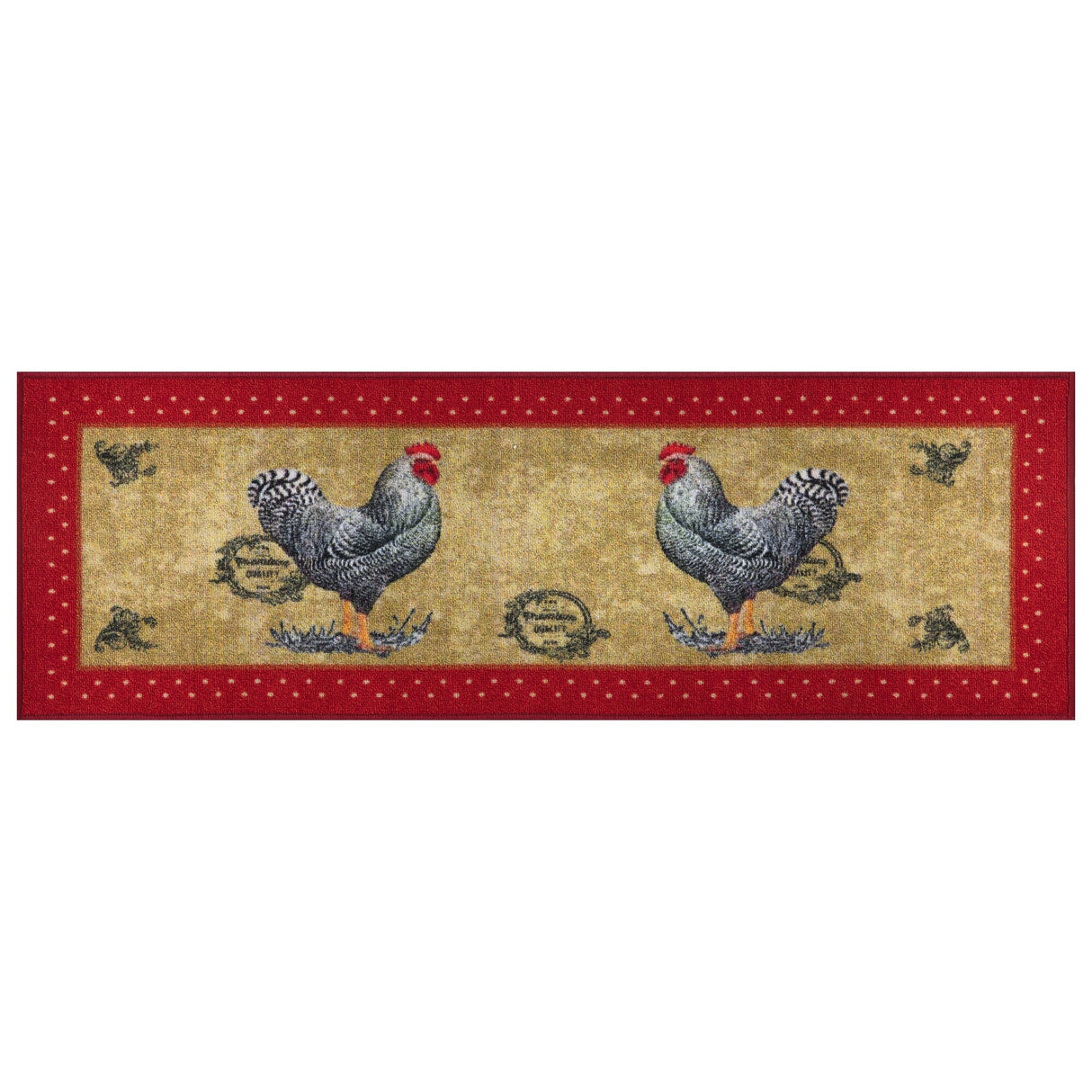 Ottomanson Daybreak Collection Rooster Rubberback Runner Rug - 20" x 59"