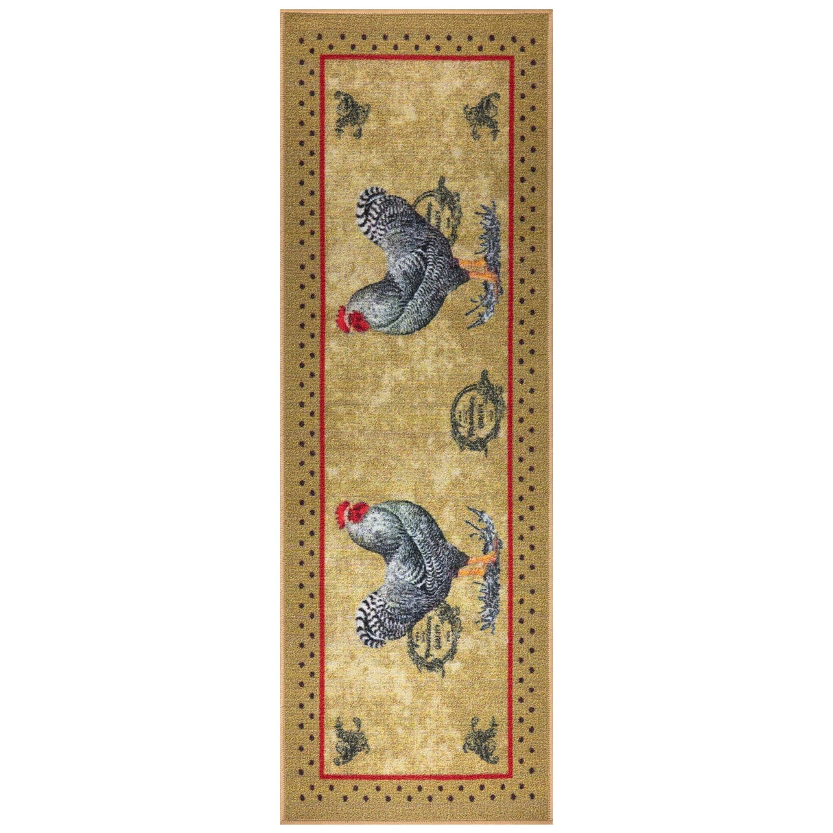 Ottomanson Daybreak Collection Rooster Rubberback Runner Rug - 20" x 59"