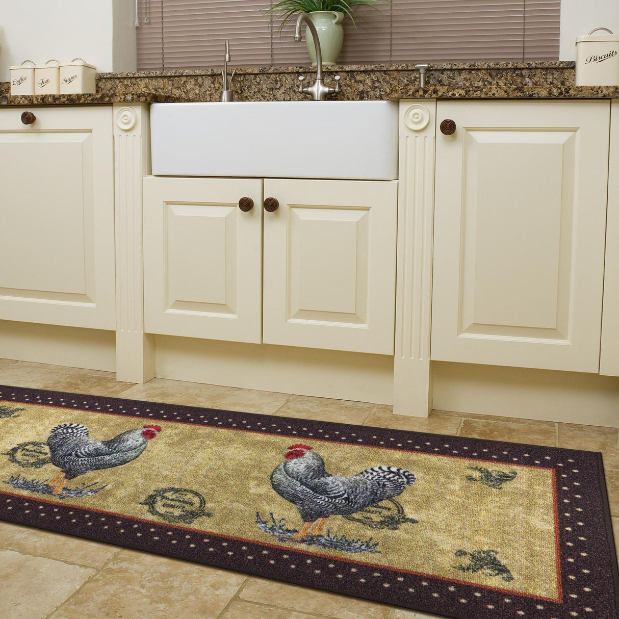 Ottomanson Daybreak Collection Rooster Rubberback Runner Rug - 20" x 59"