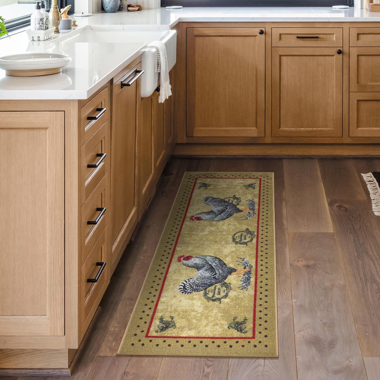 Ottomanson Daybreak Collection Rooster Rubberback Runner Rug - 20" x 59"