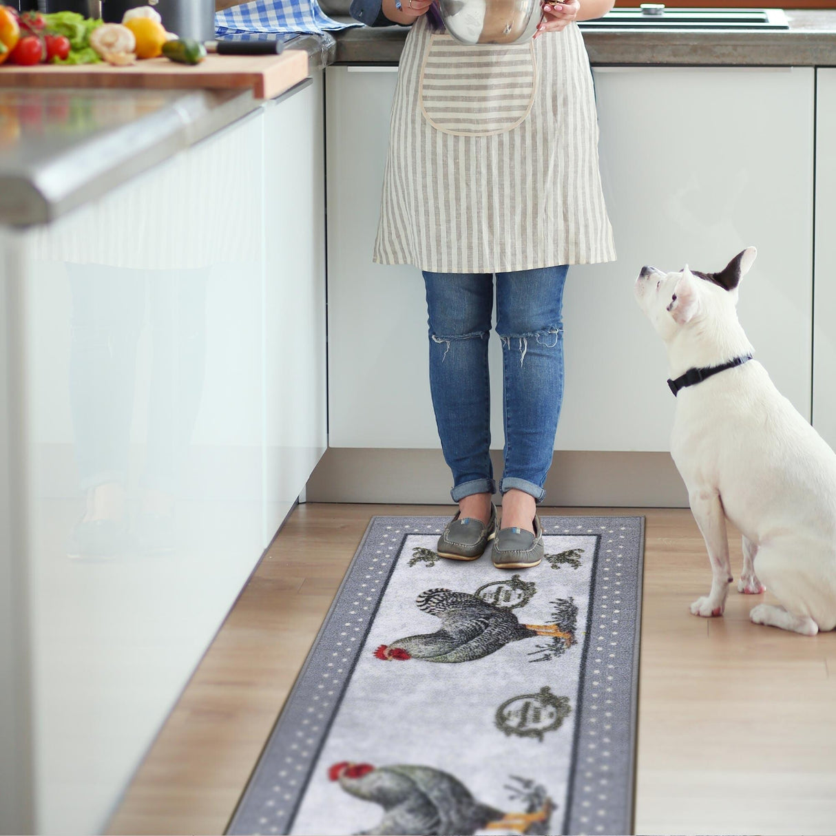 Ottomanson Daybreak Collection Rooster Rubberback Runner Rug - 20" x 59"