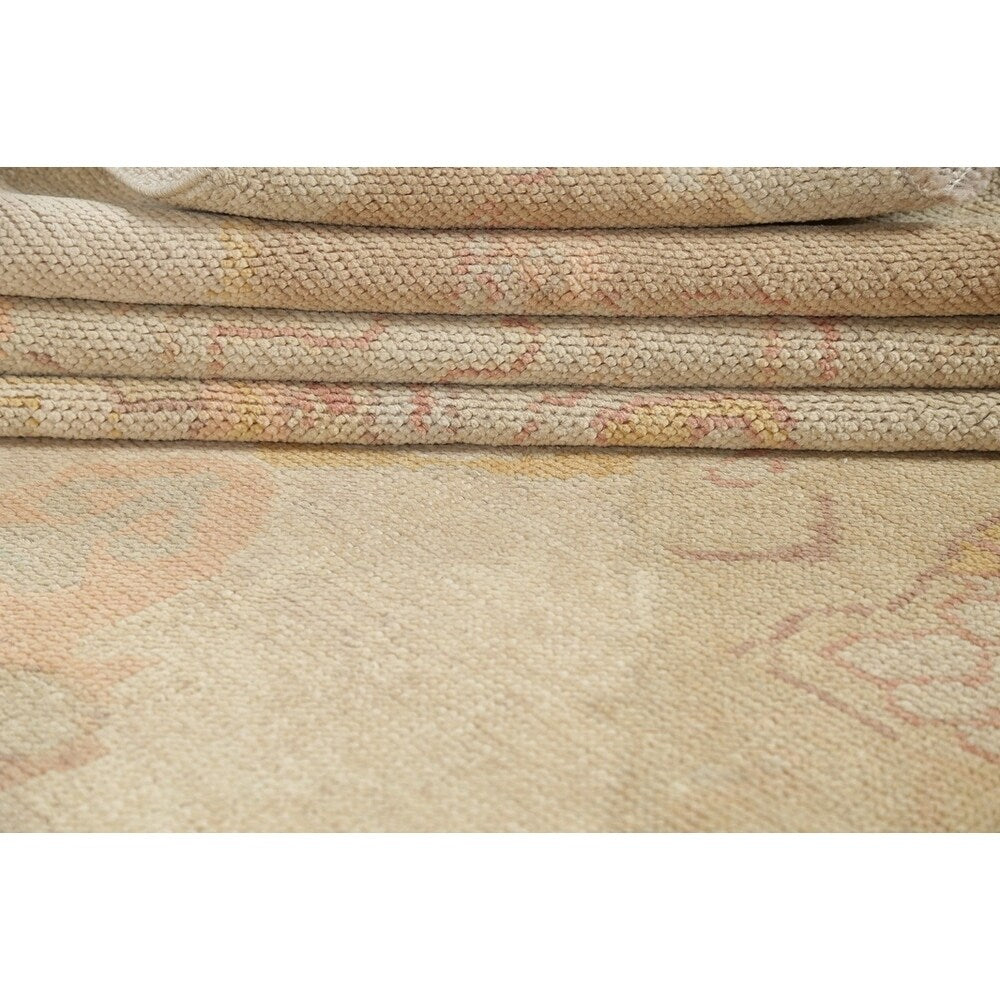 Oushak All-Over Geometric Handmade Wool Turkish Oriental Area Rug - 12'0" x 7'0"
