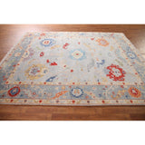 Oushak Area Rug Handmade Transitional Blue Wool Carpet - 7'11"x 9'9"