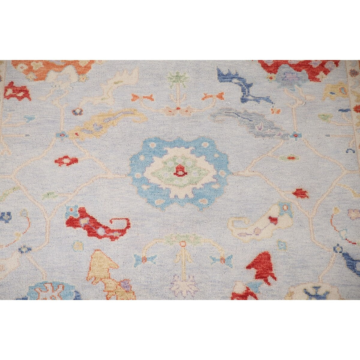 Oushak Area Rug Handmade Transitional Blue Wool Carpet - 7'11"x 9'9"