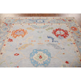 Oushak Area Rug Handmade Transitional Blue Wool Carpet - 7'11"x 9'9"