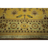 Oushak Collection Shah Abbasi Motif Gold Chobi Hand Kotted Wool Rug - 6' x 9'