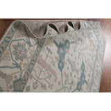 Oushak Floral Oriental Area Rug Bedroom Hand-Knotted Wool Carpet - 8'11" x 11'10"