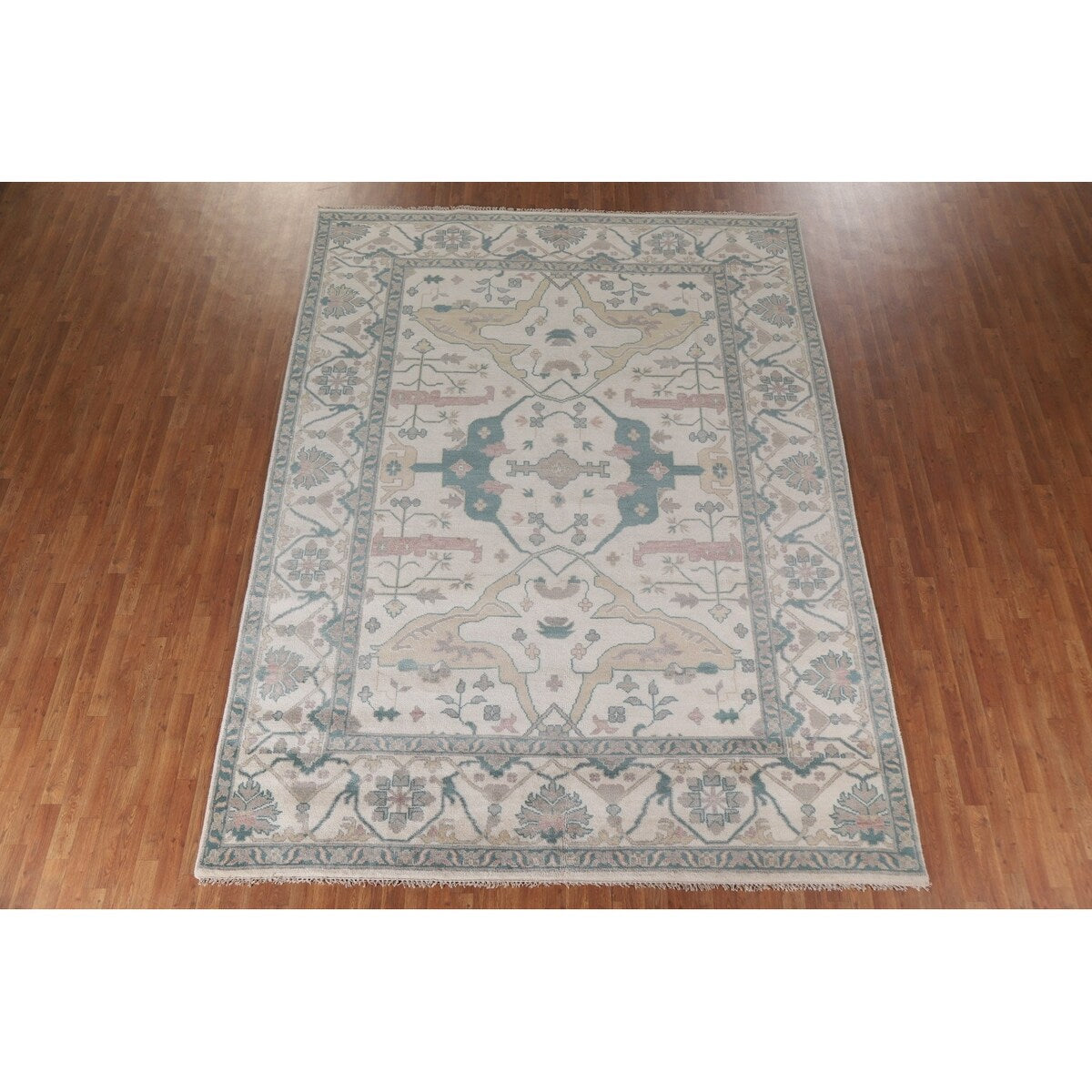 Oushak Floral Oriental Area Rug Bedroom Hand-Knotted Wool Carpet - 8'11" x 11'10"