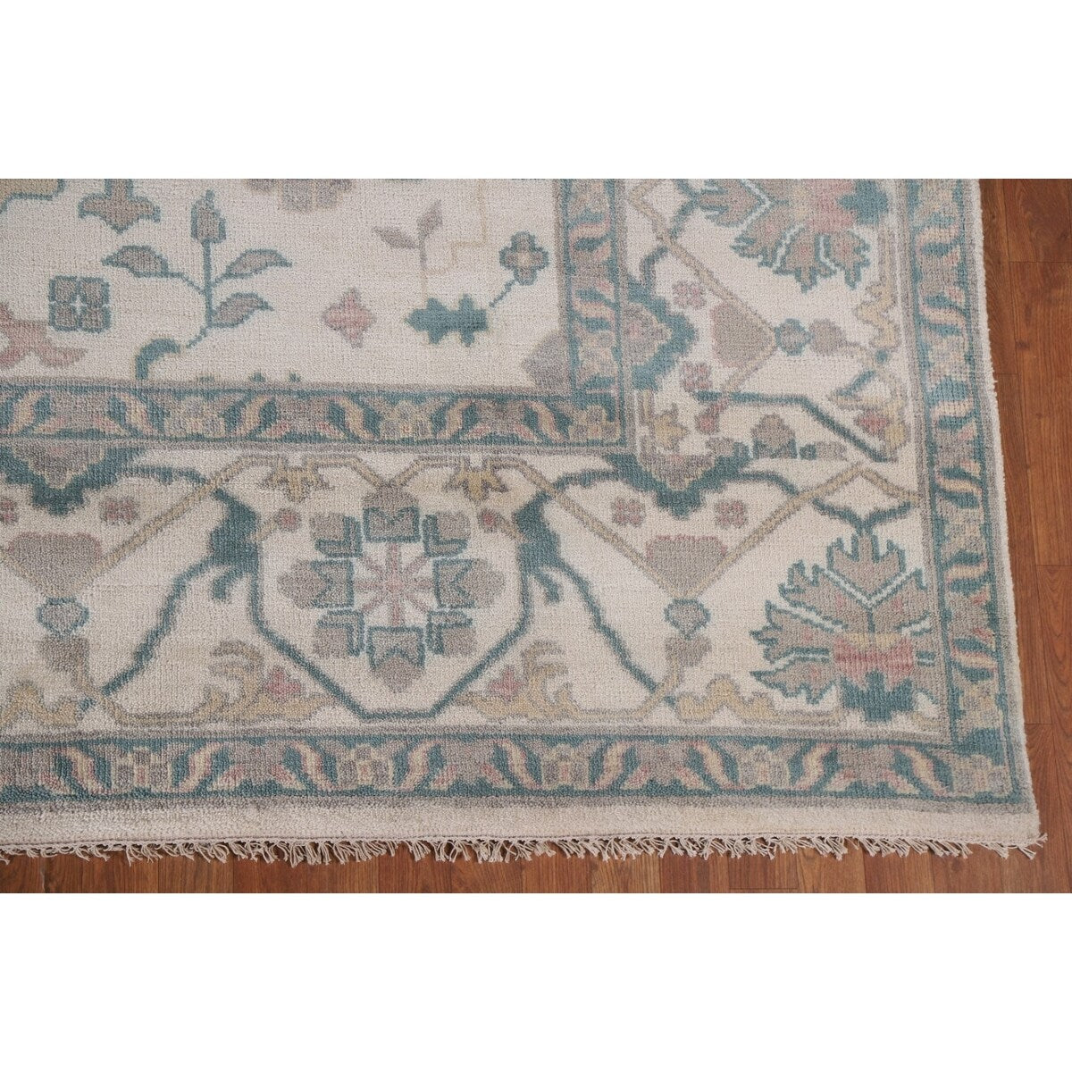 Oushak Floral Oriental Area Rug Bedroom Hand-Knotted Wool Carpet - 8'11" x 11'10"
