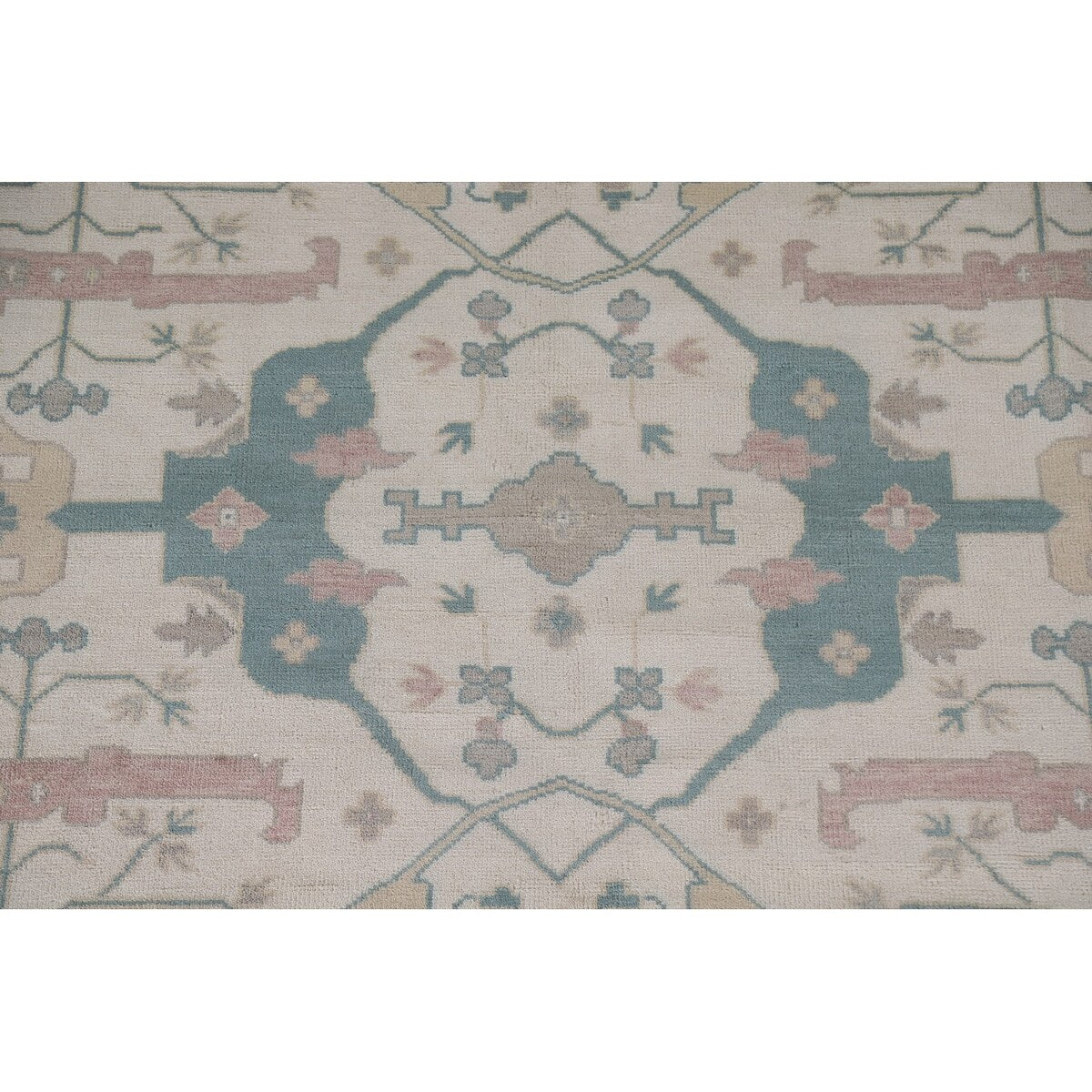 Oushak Floral Oriental Area Rug Bedroom Hand-Knotted Wool Carpet - 8'11" x 11'10"