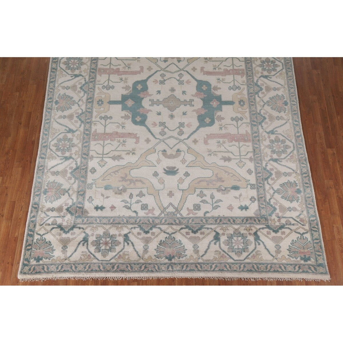Oushak Floral Oriental Area Rug Bedroom Hand-Knotted Wool Carpet - 8'11" x 11'10"