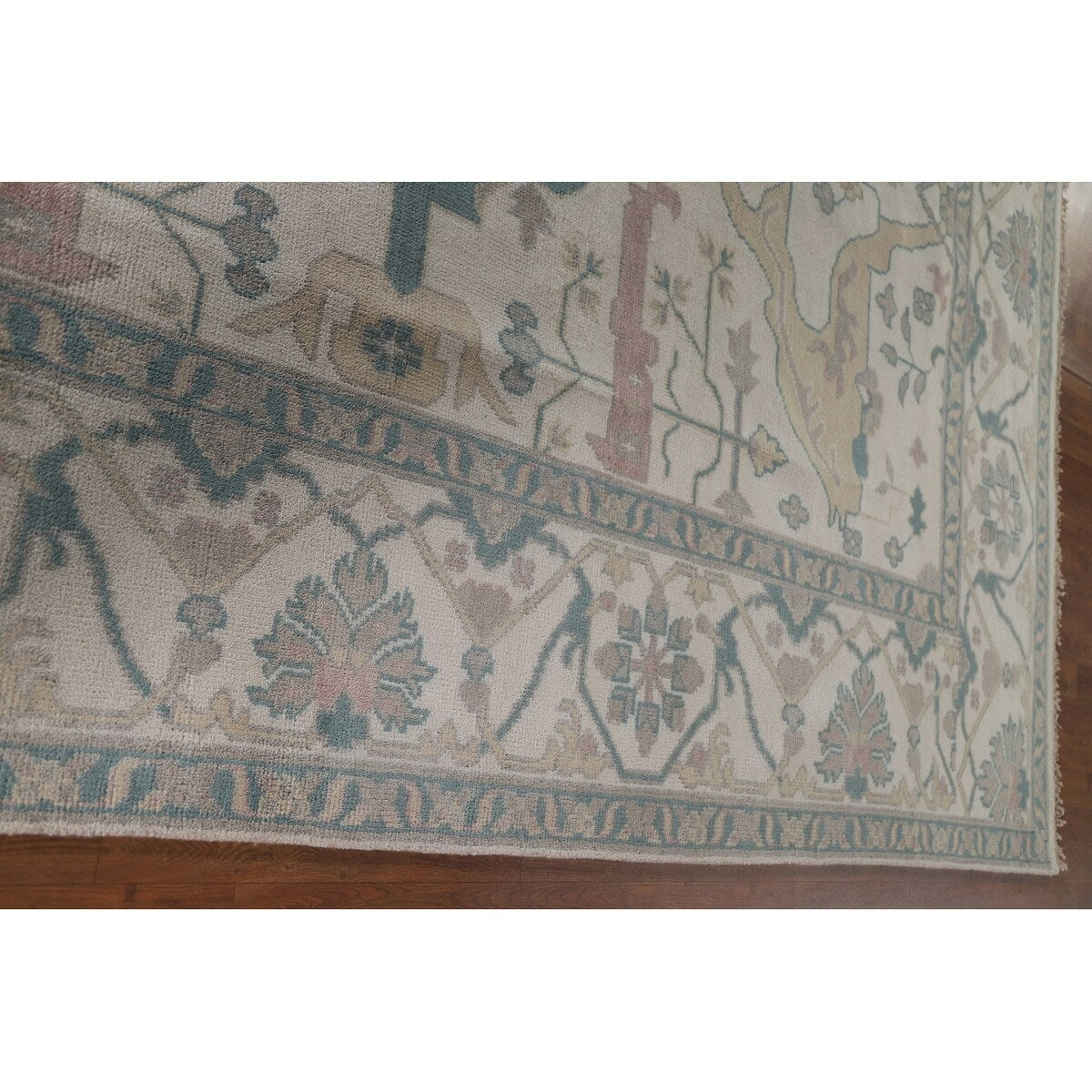 Oushak Floral Oriental Area Rug Bedroom Hand-Knotted Wool Carpet - 8'11" x 11'10"