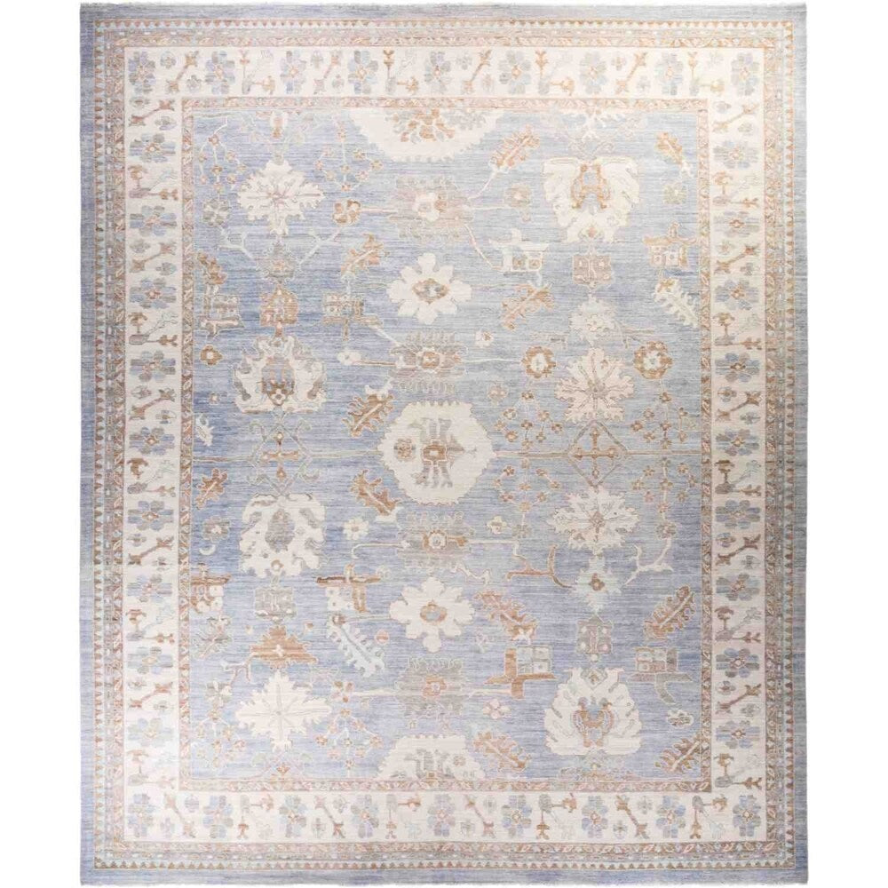 Traditional Oriental Silky Oushak One-of-a-Kind Hand-Knotted Area Rug - 12 x 15