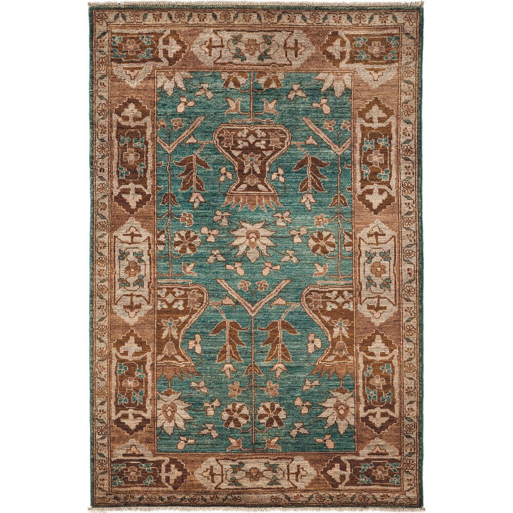 Overton Oushak Hand Knotted Area Rug - 4x6 Green - 4'3" x 6'4"/Surplus