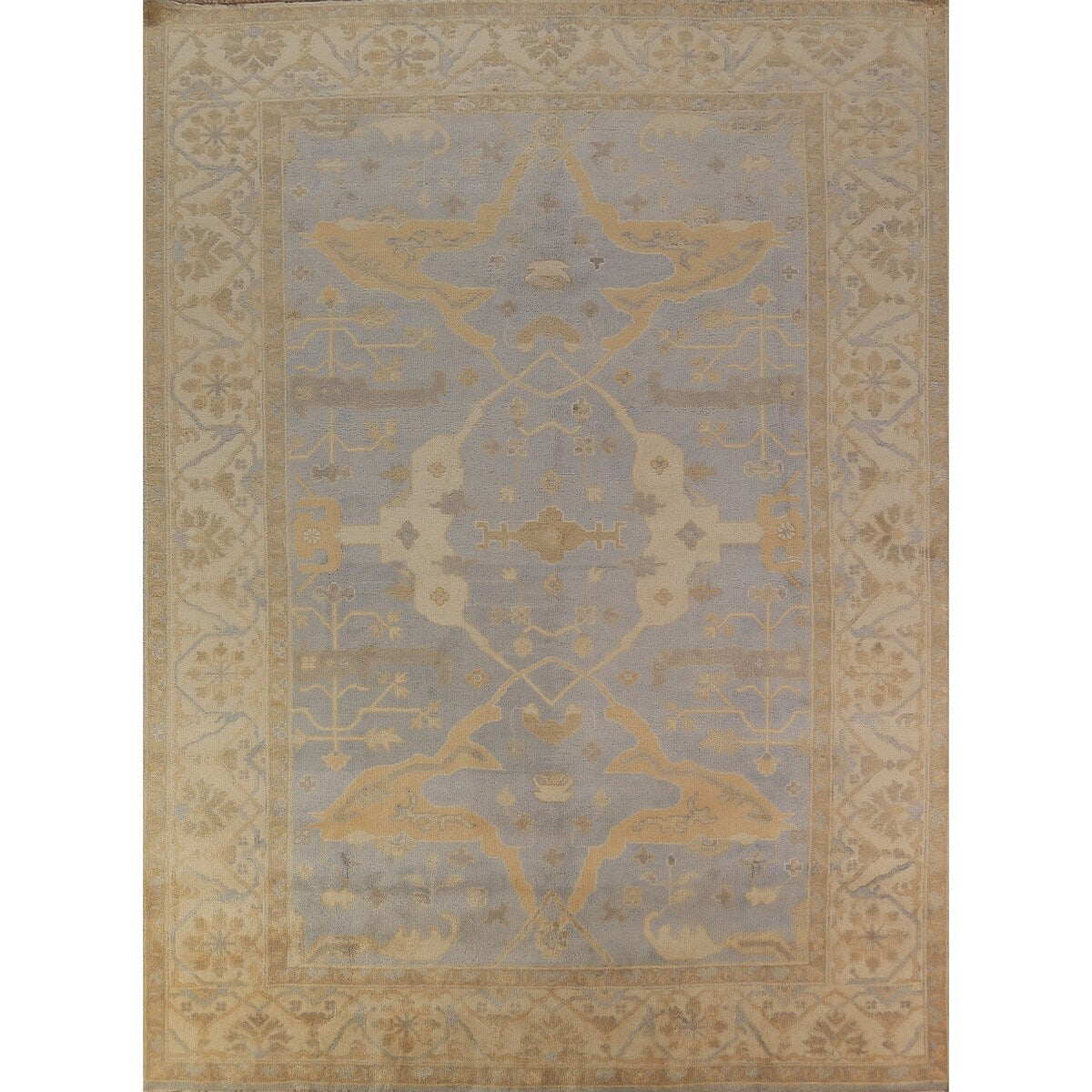 Oushak Indian Area Rug Hand-Knotted Nursery Wool Carpet - 9'4"x 11'8"