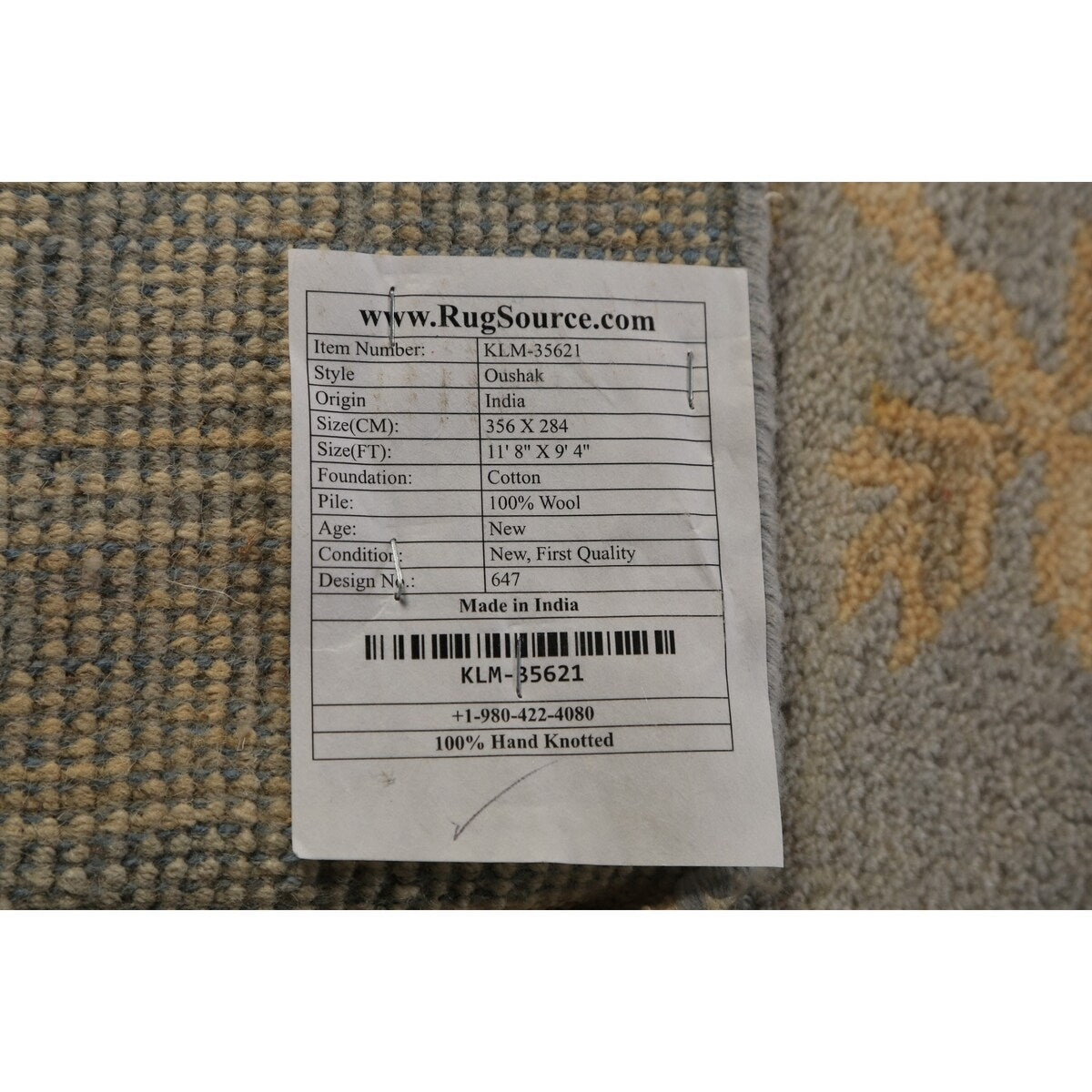 Oushak Indian Area Rug Hand-Knotted Nursery Wool Carpet - 9'4"x 11'8"