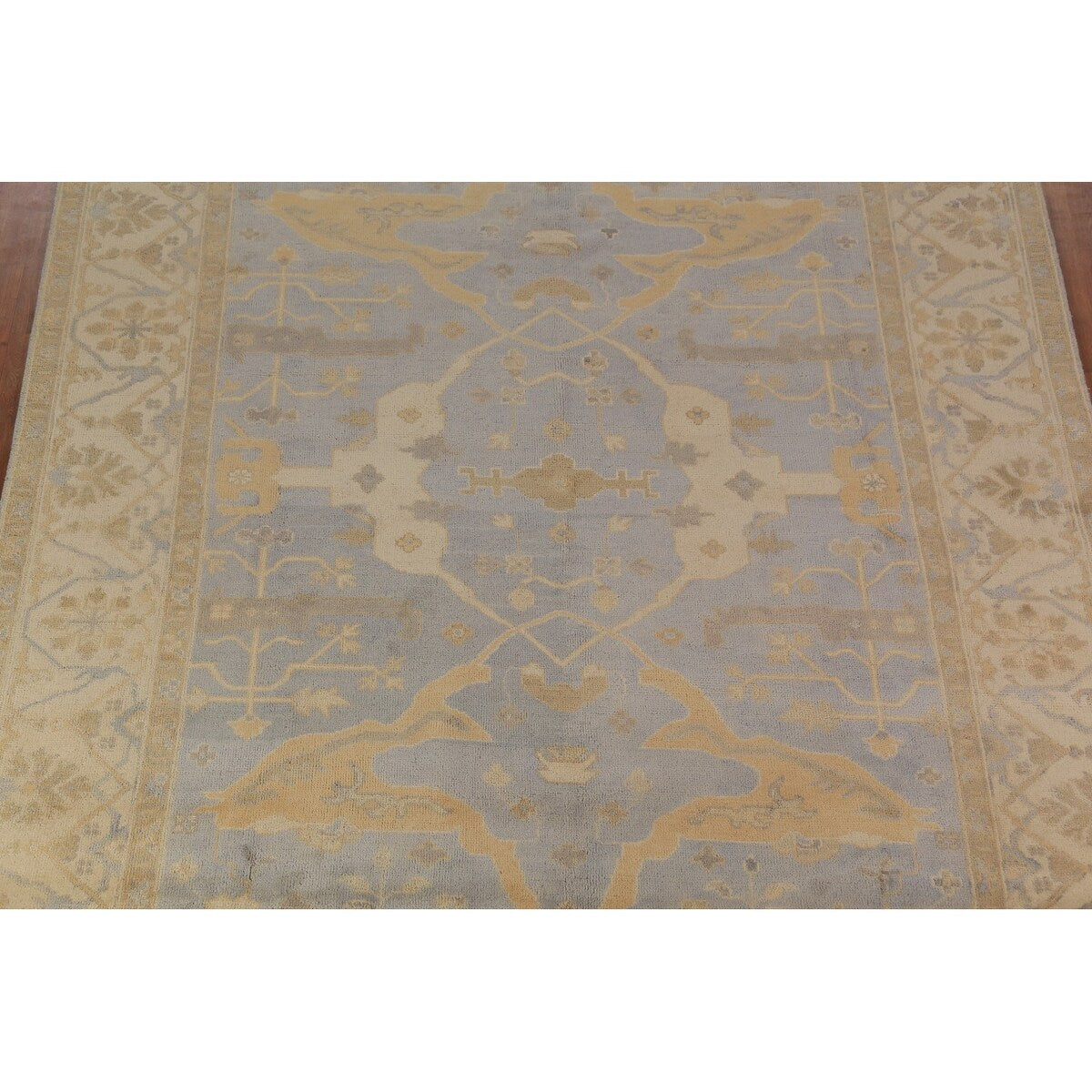 Oushak Indian Area Rug Hand-Knotted Nursery Wool Carpet - 9'4"x 11'8"