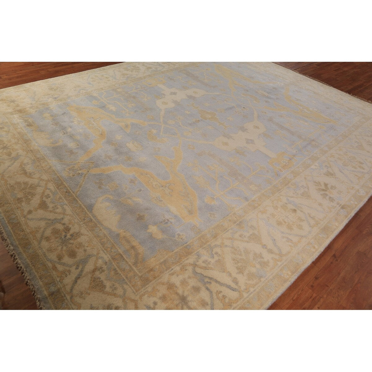 Oushak Indian Area Rug Hand-Knotted Nursery Wool Carpet - 9'4"x 11'8"